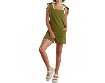 Known Supply Bower Adjustable Tie Strap Romper In Olive In Green