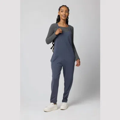 Known Supply Cadence Overall Romper In Blue In Gray