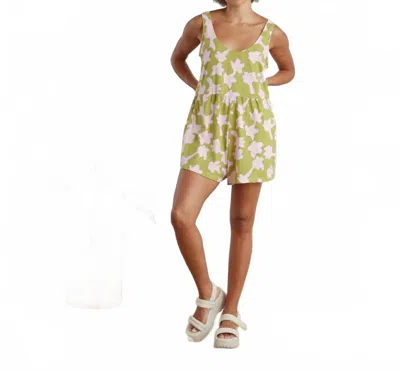 Known Supply Ivy Sleeveless Romper In Dripping Flowers In Green