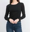 Known Supply Jill Ribbed Long Sleeve Tee In Black