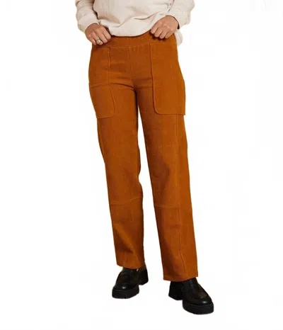 Known Supply Organic Corduroy Straight Leg Pant In Burnt Orange In Brown