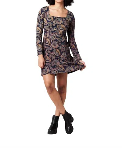 Known Supply Sonnet Dress In Dark Blue Paisley In Multi