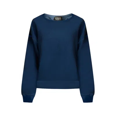 Known Supply Ada Boxy Pullover In Blue