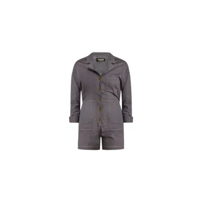 Known Supply Women's Blue Scorpio Romper - Lead In Gray