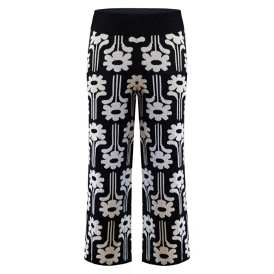 Known Supply Women's Bruno Sweater Pant - Black Flower Motif In Multi
