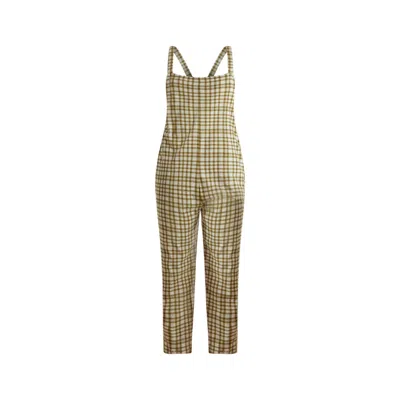 Known Supply Women's Green Cadence Overall - Olive Plaid