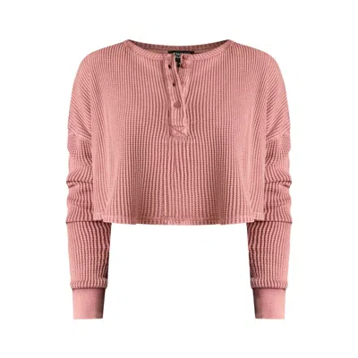 Known Supply Women's Pink Cris Waffle Knit Top - Blossom