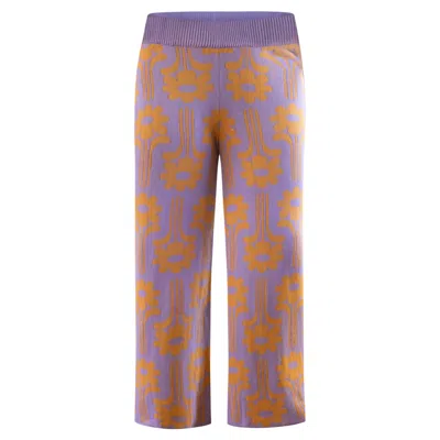 Known Supply Women's Purple Bruno Sweater Pant - Lavendar Floral In Multi