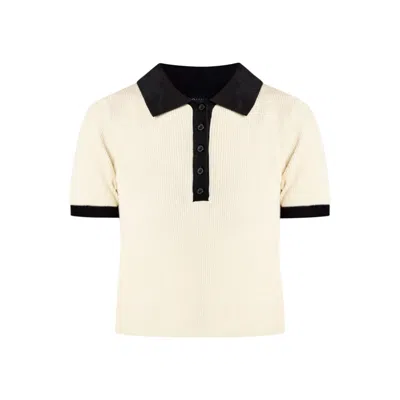 Known Supply Women's White Zuri Knit Polo Top - Pearl In Multi