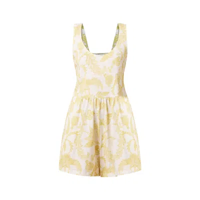 Known Supply Women's Yellow Ivy Romper - Chartreuse Toille In White