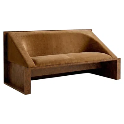 Pre-owned Known Work Burl-framed Perception Bench Or Loveseat By  W/customizable Fabric In Brown
