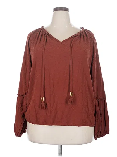 Pre-owned Knox Rose 3/4 Sleeve Blouse In Brown