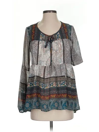 Pre-owned Knox Rose 3/4 Sleeve Blouse In Gray