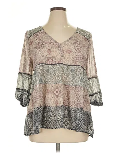 Pre-owned Knox Rose 3/4 Sleeve Blouse In Gray