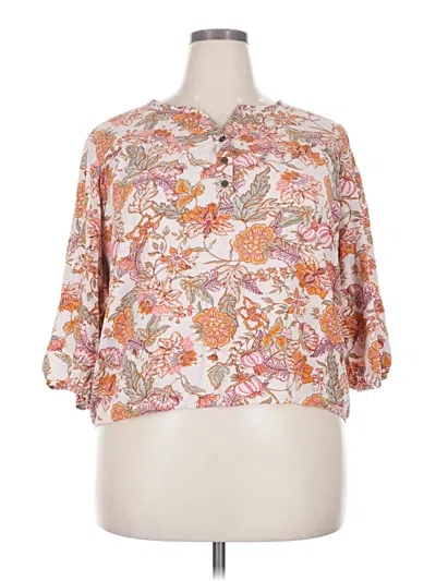 Pre-owned Knox Rose 3/4 Sleeve Blouse In Orange