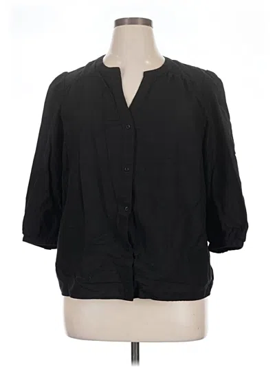 Pre-owned Knox Rose 3/4 Sleeve Button Down Shirt In Black