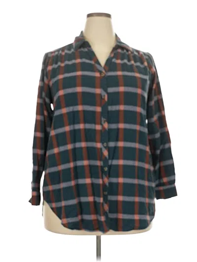 Pre-owned Knox Rose 3/4 Sleeve Button Down Shirt In Blue