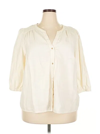 Pre-owned Knox Rose 3/4 Sleeve Button Down Shirt In White