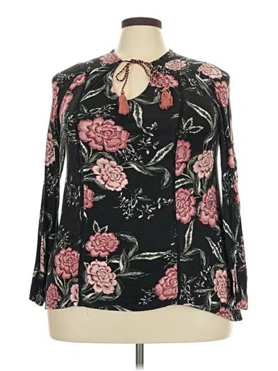 Pre-owned Knox Rose Long Sleeve Blouse In Black