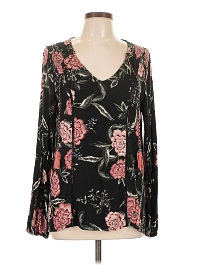 Pre-owned Knox Rose Long Sleeve Blouse In Black