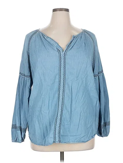Pre-owned Knox Rose Long Sleeve Blouse In Blue