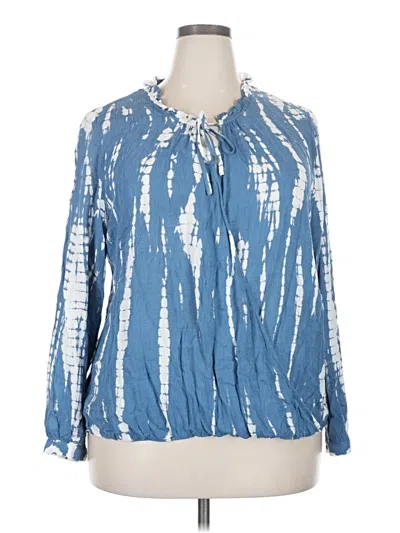 Pre-owned Knox Rose Long Sleeve Blouse In Blue