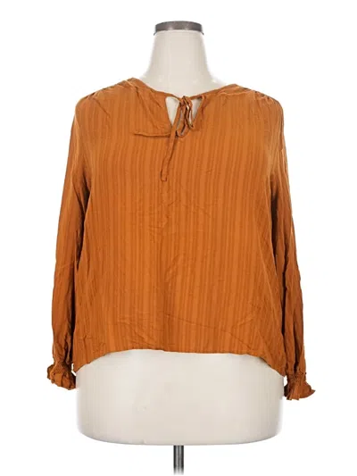 Pre-owned Knox Rose Long Sleeve Blouse In Brown