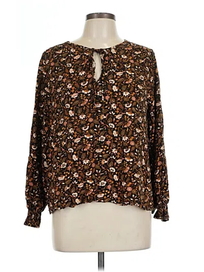 Pre-owned Knox Rose Long Sleeve Blouse In Brown