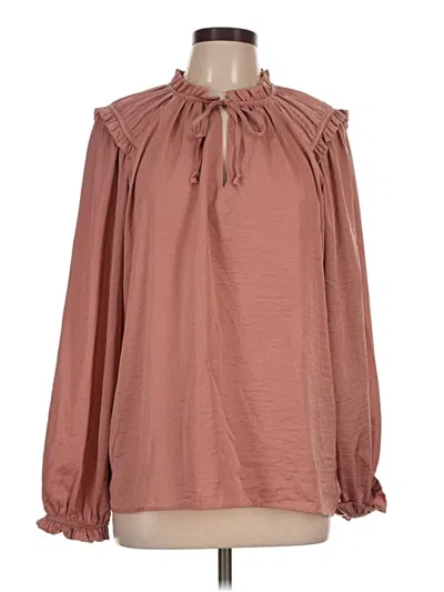 Pre-owned Knox Rose Long Sleeve Blouse In Brown