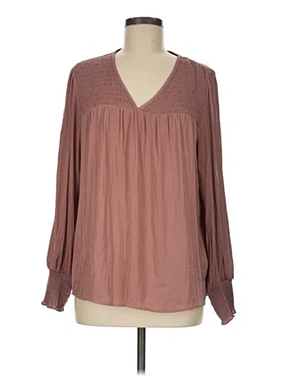 Pre-owned Knox Rose Long Sleeve Blouse In Brown