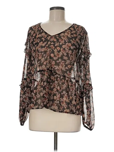 Pre-owned Knox Rose Long Sleeve Blouse In Brown