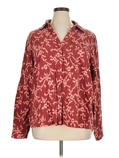 Pre-owned Knox Rose Long Sleeve Blouse In Burgundy
