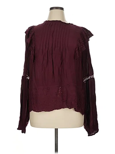 Pre-owned Knox Rose Long Sleeve Blouse In Burgundy