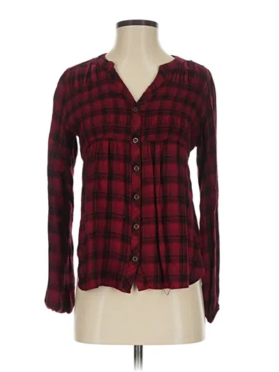 Pre-owned Knox Rose Long Sleeve Blouse In Burgundy