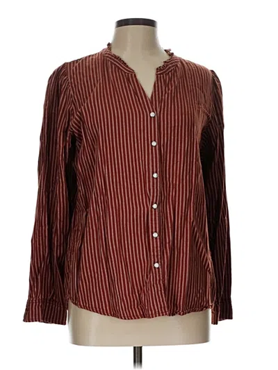 Pre-owned Knox Rose Long Sleeve Blouse In Burgundy