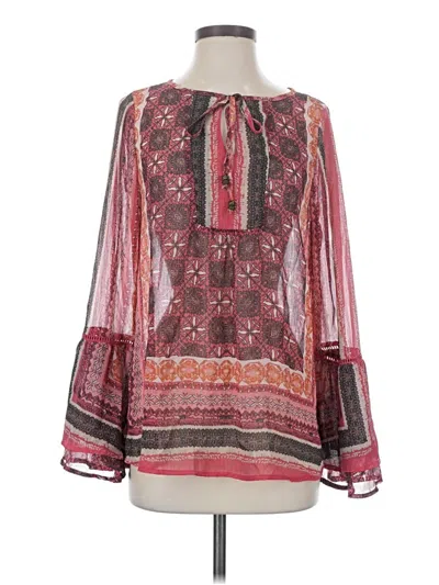 Pre-owned Knox Rose Long Sleeve Blouse In Burgundy