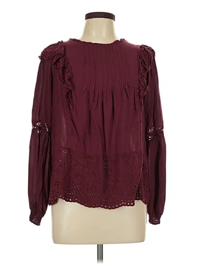 Pre-owned Knox Rose Long Sleeve Blouse In Burgundy