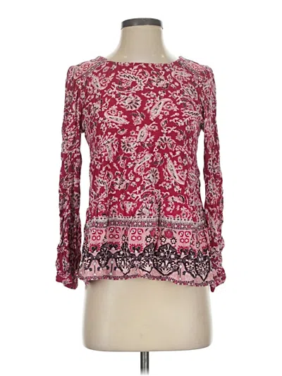 Pre-owned Knox Rose Long Sleeve Blouse In Burgundy