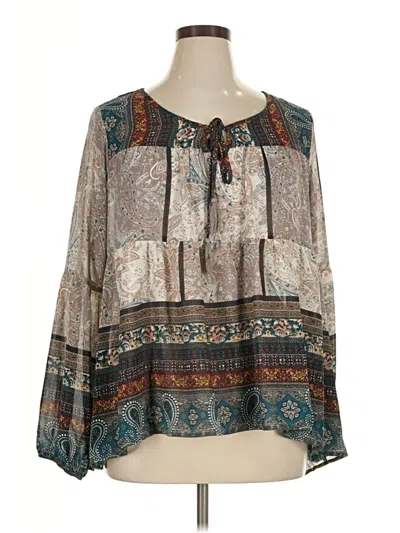Pre-owned Knox Rose Long Sleeve Blouse In Gray