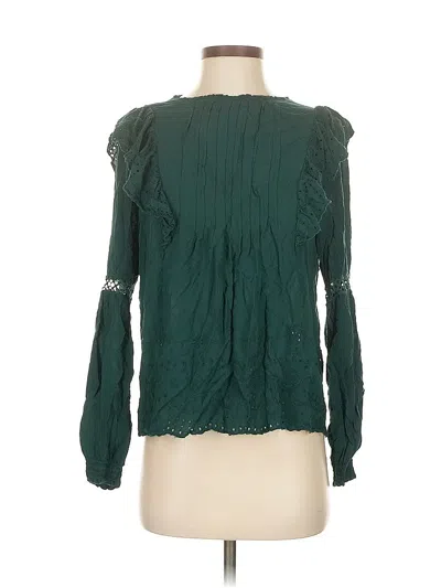 Pre-owned Knox Rose Long Sleeve Blouse In Green