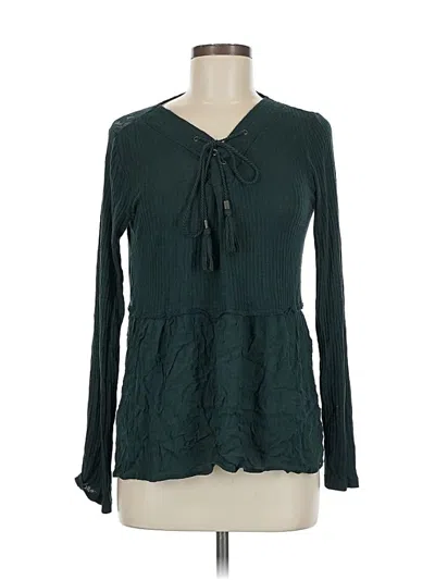Pre-owned Knox Rose Long Sleeve Blouse In Green