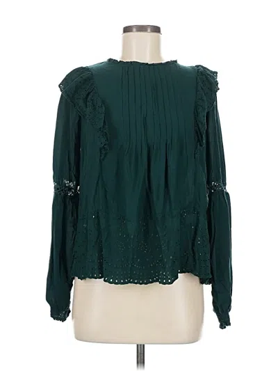 Pre-owned Knox Rose Long Sleeve Blouse In Green