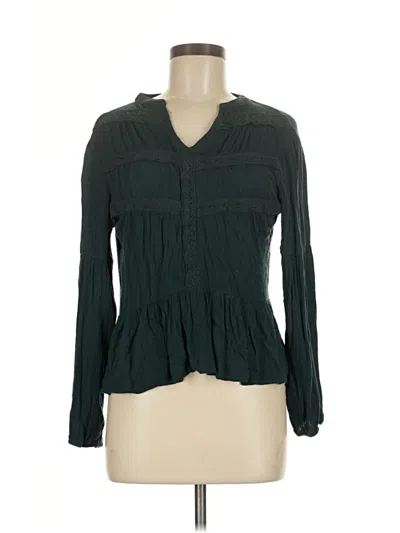 Pre-owned Knox Rose Long Sleeve Blouse In Green