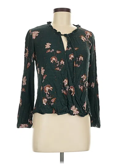 Pre-owned Knox Rose Long Sleeve Blouse In Green