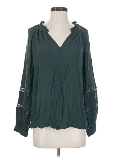 Pre-owned Knox Rose Long Sleeve Blouse In Green