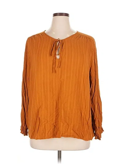 Pre-owned Knox Rose Long Sleeve Blouse In Orange