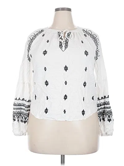 Pre-owned Knox Rose Long Sleeve Blouse In White
