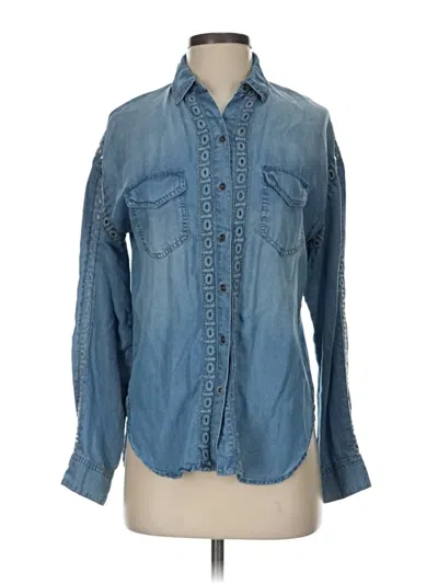 Pre-owned Knox Rose Long Sleeve Button Down Shirt In Blue
