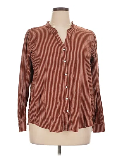 Pre-owned Knox Rose Long Sleeve Button Down Shirt In Brown