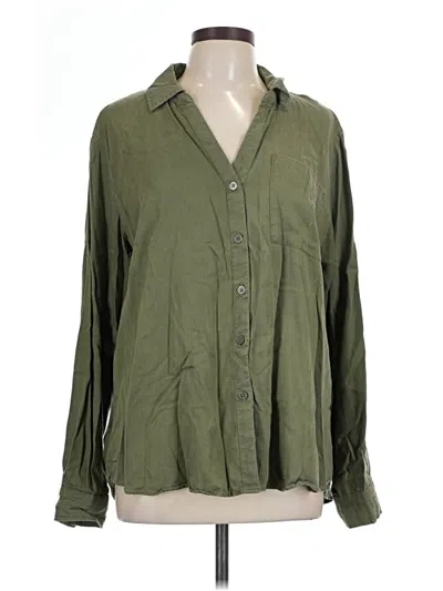 Pre-owned Knox Rose Long Sleeve Button Down Shirt In Green